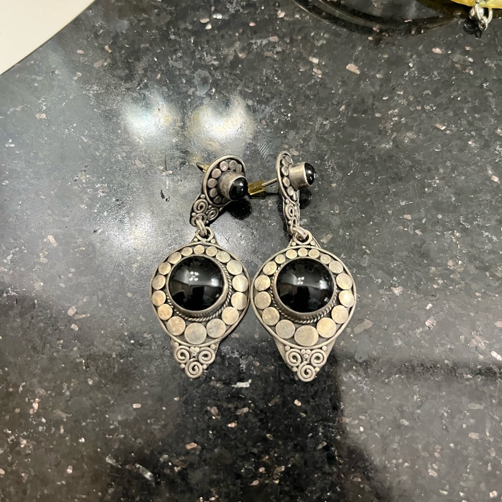 Elegant Black and Silver Dangle Earrings